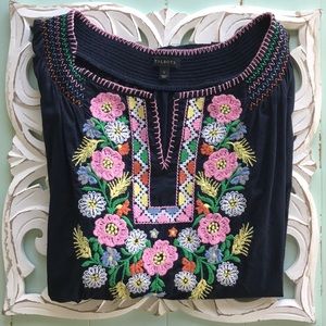 Talbots Embroidered/Smocking Blouse